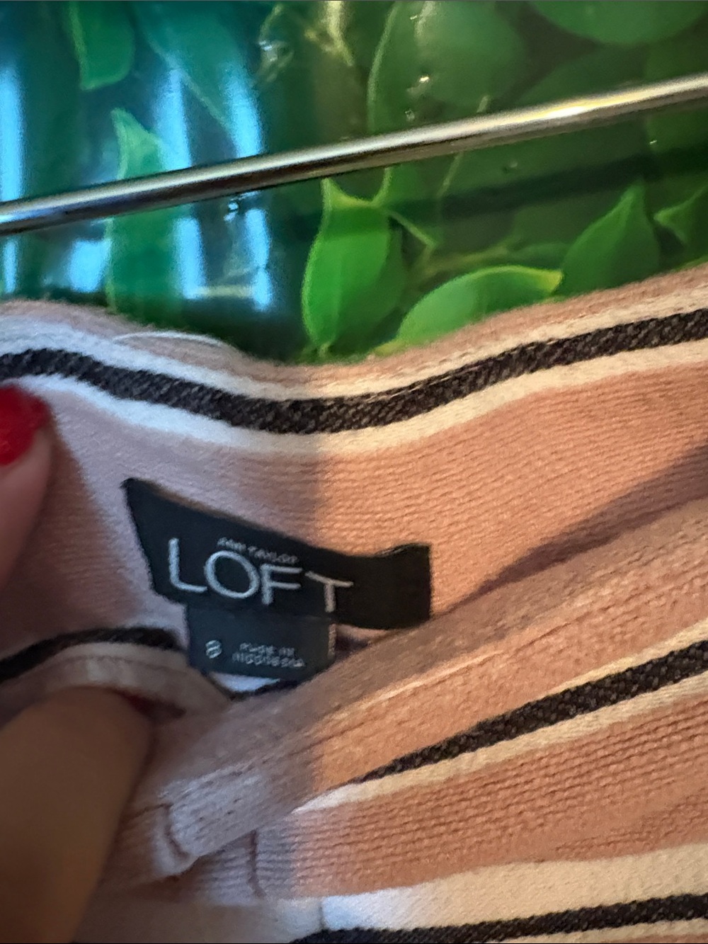 LOFT Pink Striped Casual Shorts - Picture 2 of 4